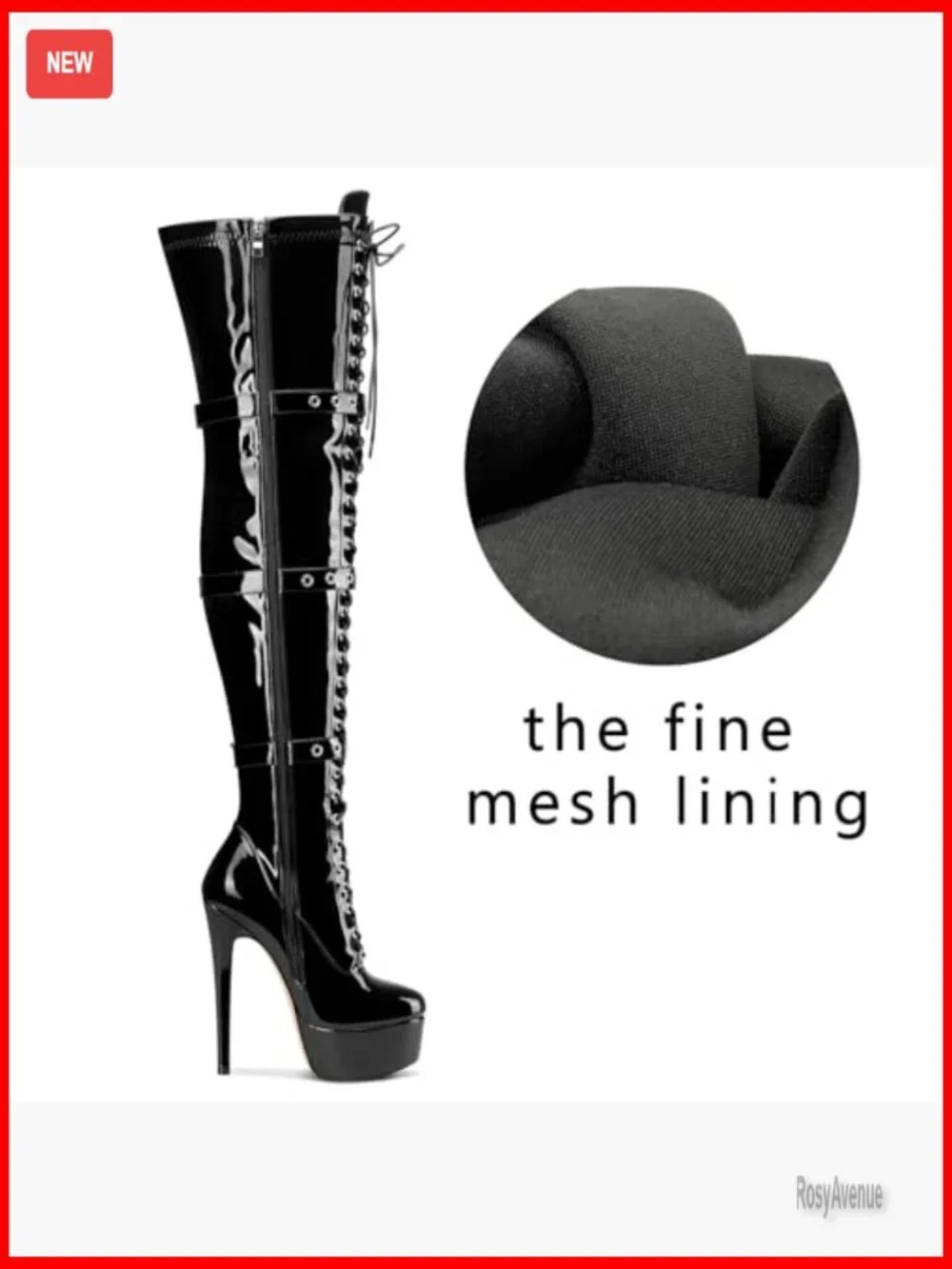 Over The Knee Thigh High Boots Stiletto Platform Lace Up Buckle Zipper